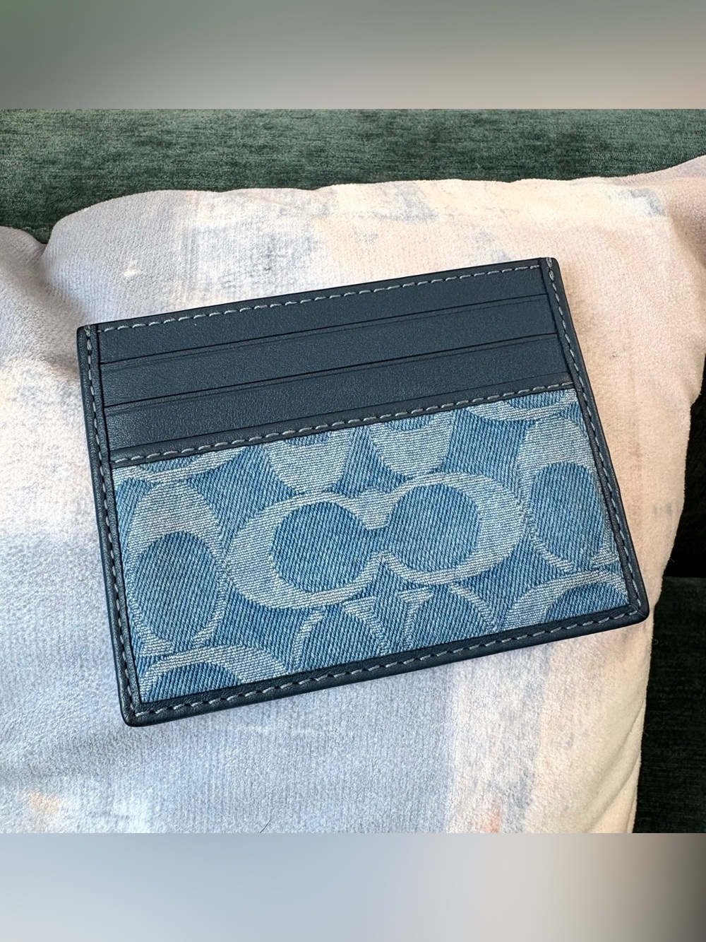 NWOT Coach Slim Id Card Case Wallet In Signature Chambray Blue - Picture 1 of 4